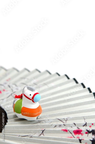 Fototapeta 午年の置物 扇子