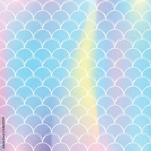 Fototapeta Holographic mermaid background with gradient scales.