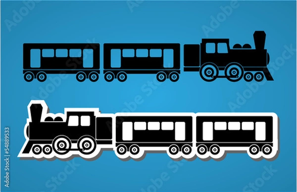 Obraz Train and wagon silhouets