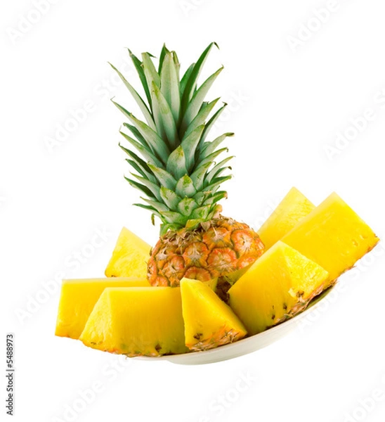 Obraz sliced ripe pineapple isolated on white background