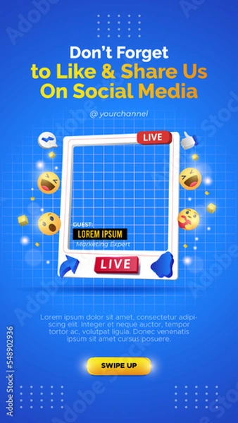 Obraz Promotion of facebook accounts on instagram stories premium vector