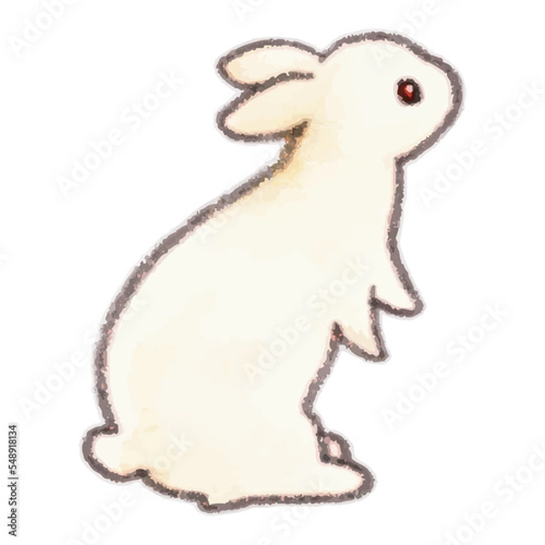 Obraz うたっちするウサギの水彩風イラスト