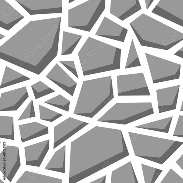 Fototapeta Seamless pattern with geometric chaotic tiles. Abstract modern endless background. Vector illustration.