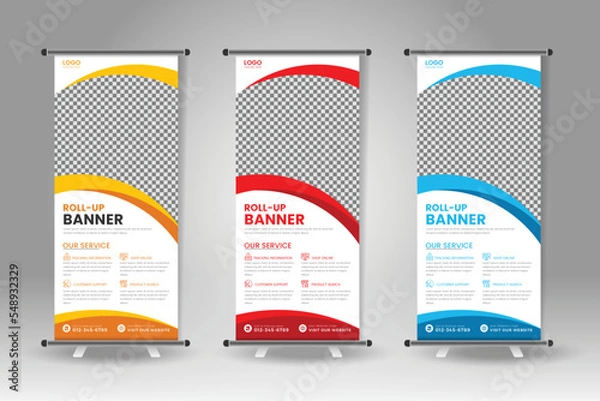 Obraz  professional business corporate roll-up banner design, roll-up banner, x banner, vertical ad roll-up banner template Retractable banner stand 
