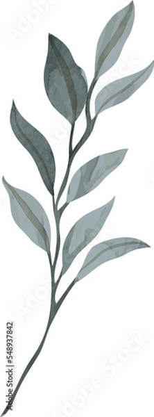 Obraz Watercolor leaf branch illustration