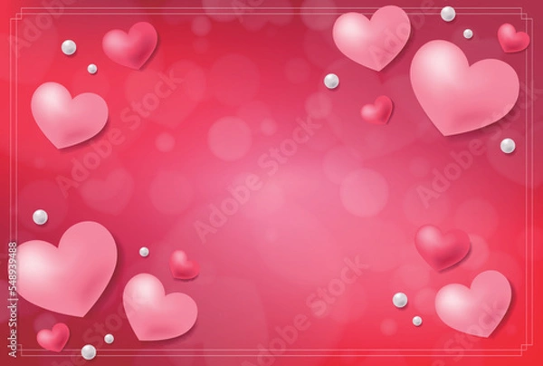 Obraz  ハートと玉ボケの背景（ピンク系）