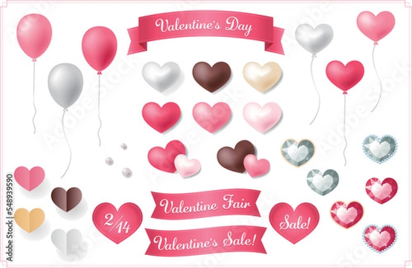 Obraz  バレンタインのイラストパーツセット