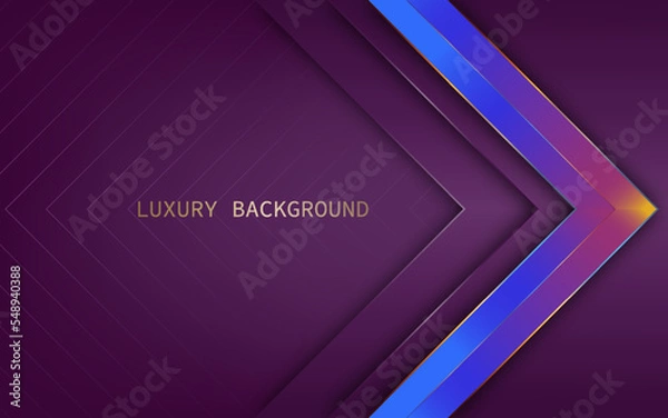 Fototapeta Abstract modern 3d arrow colorful gradient on purple overlaps background. Vector illustration