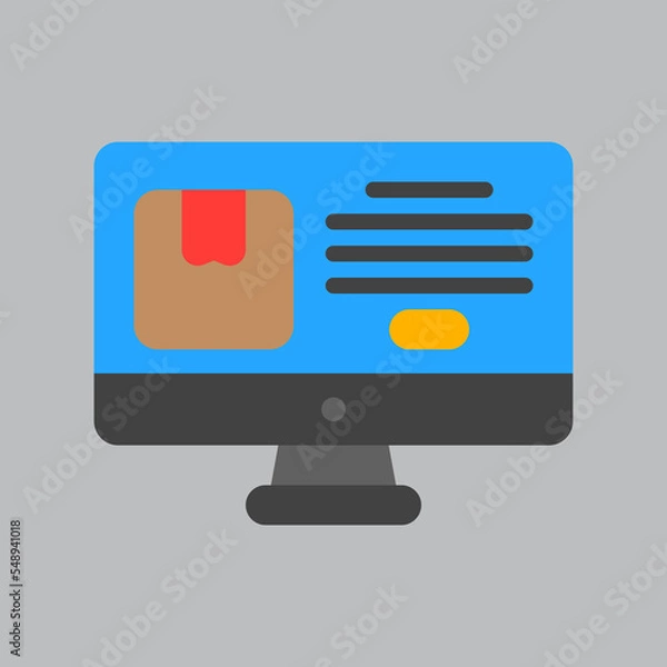 Obraz Delivery box computer icon in flat style about logistics, use for website mobile app presentation