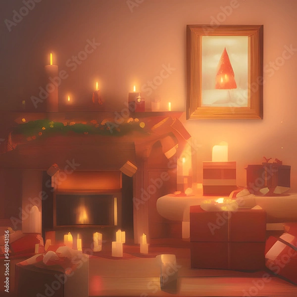 Obraz christmas living room, Made by AI, Artificial Intelligence
