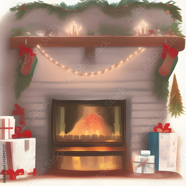 Obraz christmas living room, Made by AI, Artificial Intelligence
