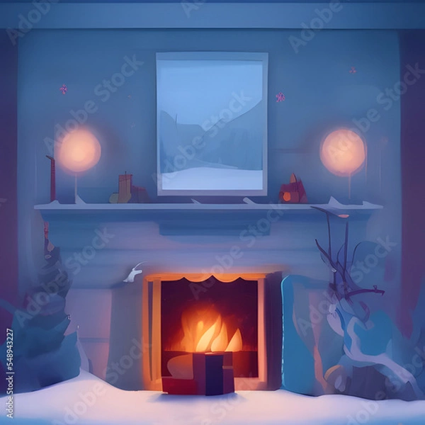 Obraz christmas living room, Made by AI, Artificial Intelligence
