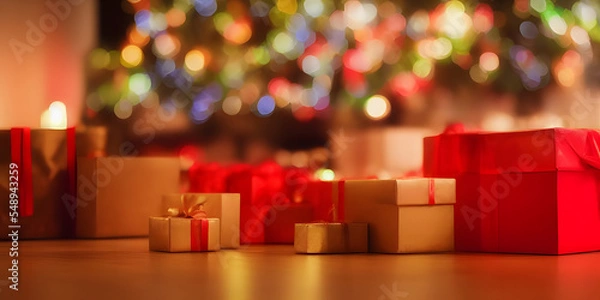 Obraz christmas gift boxes, Made by AI, Artificial Intelligence
