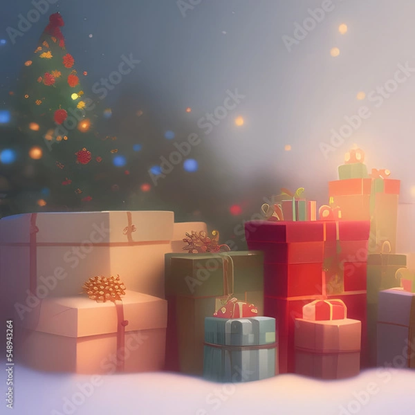 Obraz christmas gift boxes, Made by AI, Artificial Intelligence
