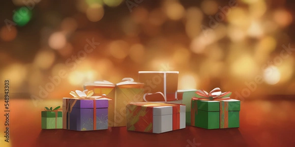 Obraz christmas gift boxes, Made by AI, Artificial Intelligence
