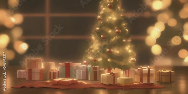 Obraz christmas gift boxes, Made by AI, Artificial Intelligence
