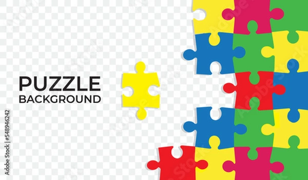 Fototapeta Abstract conceptual background with incomplete jigsaw puzzle , vector , illustration