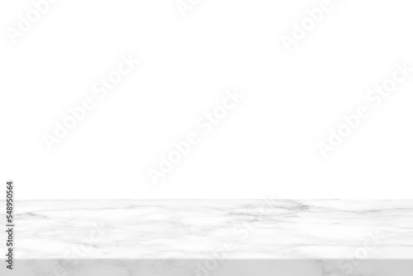 Fototapeta White Marble Table, Suitable for Product Presentation Backdrop, Display, and Mock up. (Transparent PNG File)