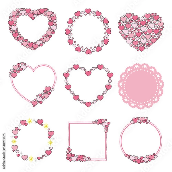 Fototapeta かわいいピンクのハート型フレームセット