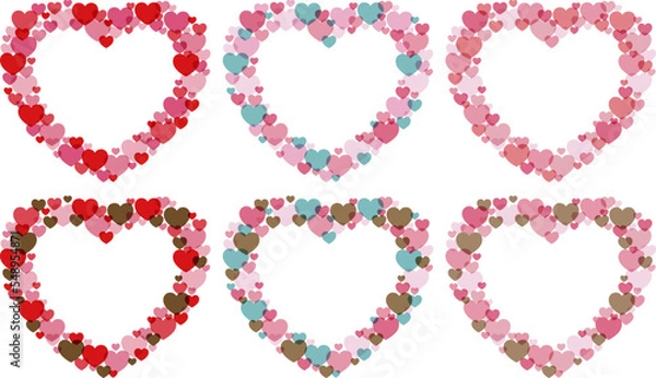 Fototapeta かわいい透過するハート型フレームセット