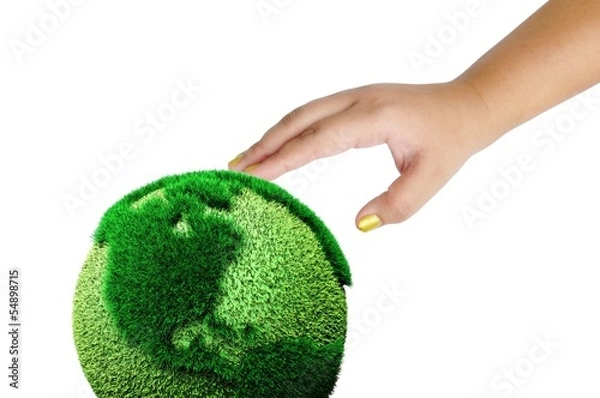 Fototapeta Globe on her hand isolated