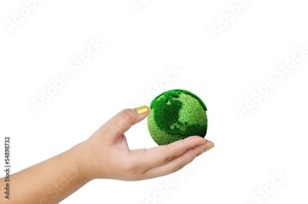 Obraz Globe on her hand isolated