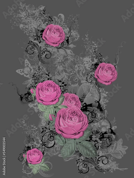 Fototapeta Abstract print design on plain base.