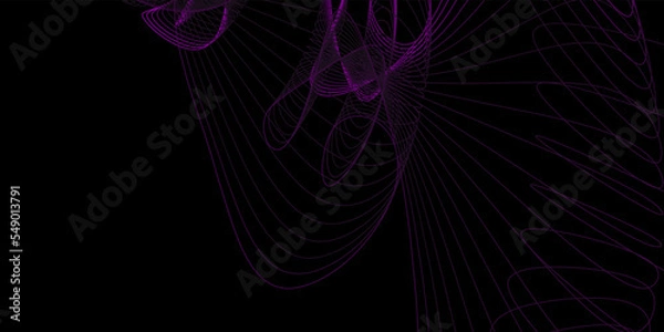 Obraz Dot purple wave line light gradient dark background. Abstract technology digital background.