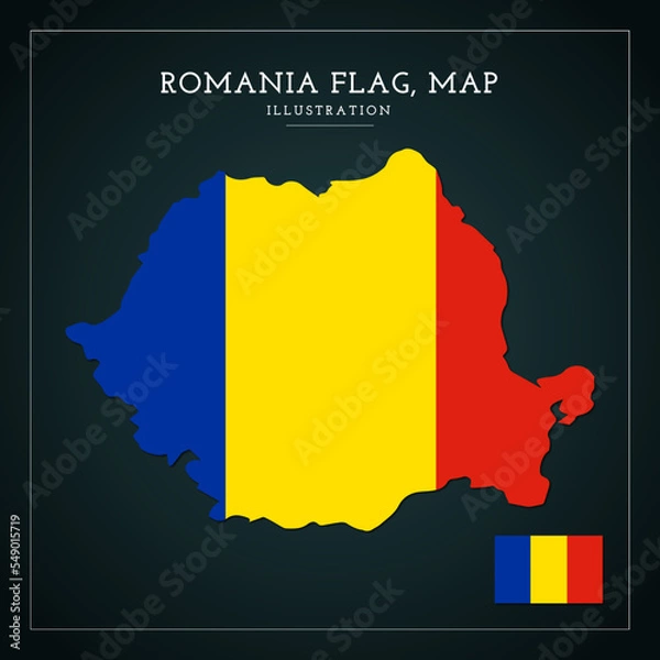 Obraz Romania Flag Map Vector Illustration