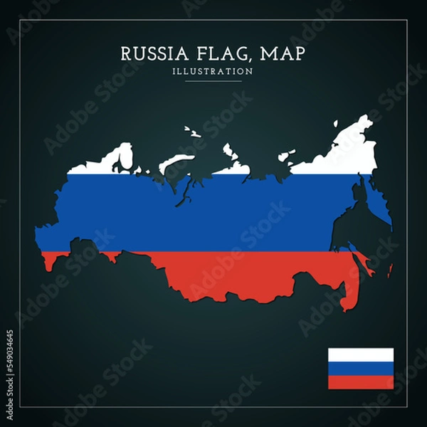 Obraz Russia flag map vector illustration