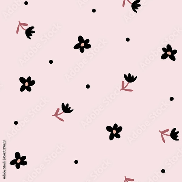 Obraz Spring flowers pattern on pink background. Vector illustration