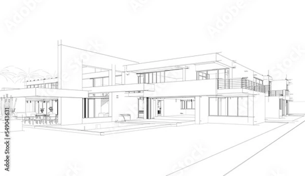 Fototapeta architectural sketch of a house