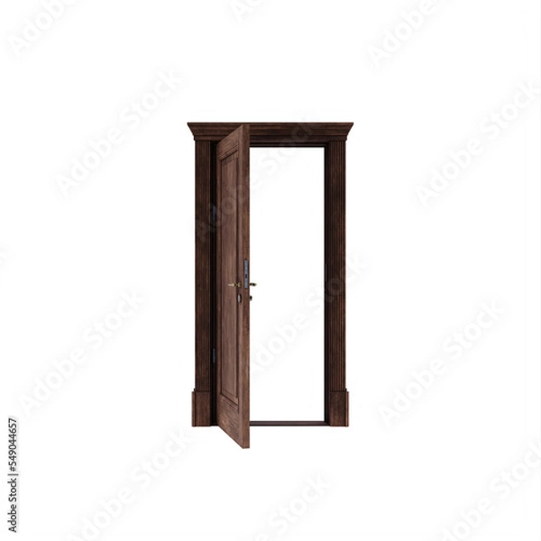 Obraz Wood Walnut Open Door isolated