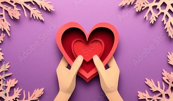 Fototapeta AI-generated Image Of A Giving Tuesday Papercut Art Background