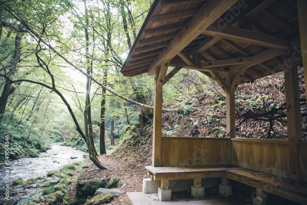 Obraz 軽井沢町竜返しの滝付近の山道小屋