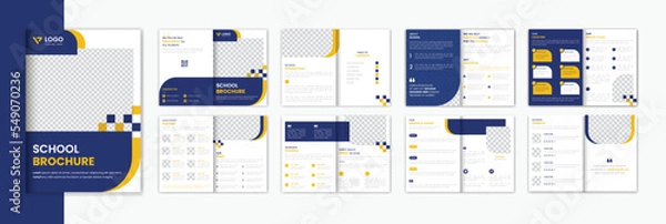 Obraz Blue School admission A4 brochure design template, education brochure prospectus design multipage