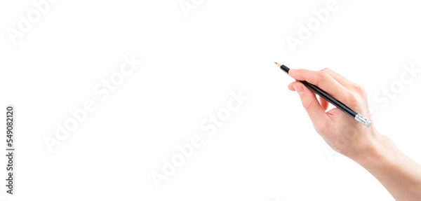 Fototapeta 鉛筆を持つ手（背景透過切り抜き合成用png素材）