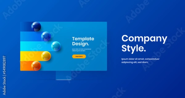 Fototapeta Minimalistic desktop mockup presentation layout. Vivid site vector design illustration.