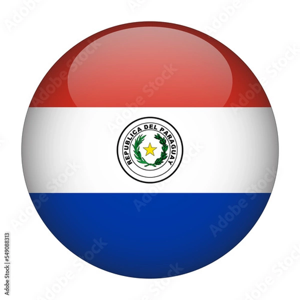 Fototapeta Paraguay 3D Rounded Flag with Transparent Background 