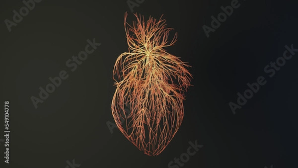 Obraz Human heart made out of lines. Brain medical Concept. 3D Rendering.