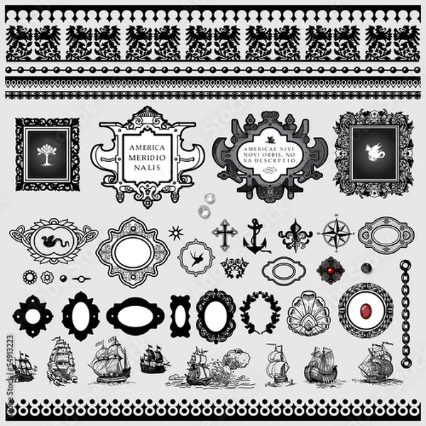 Obraz antique map elements