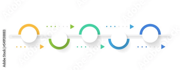 Fototapeta Infographic PNG template for business. 5 Steps Modern Timeline diagram with progress arrows, presentation vector infographic with PNG transparent background.