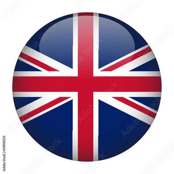 Fototapeta United Kingdom 3D Rounded Flag with Transparent Background 