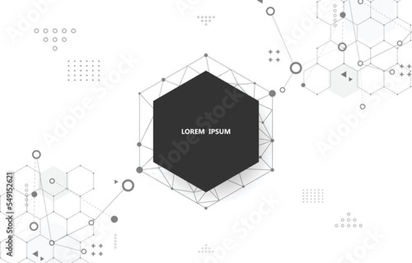 Obraz white technology vector background geometric hexagon shape.polygon concept.