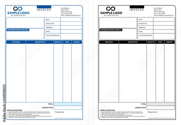 Obraz Customer Invoice Template, Invoice, Bill, Receipt, Goods Invoice