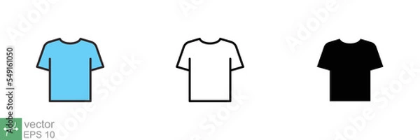 Fototapeta T-shirt icon. Simple flat, outline, solid style. Tee symbol, linear style sign for mobile concept and web design. Glyph, line vector illustration isolated on white background. EPS 10.