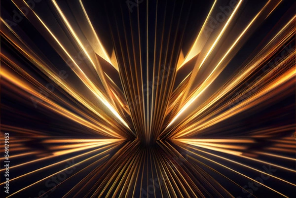 Fototapeta abstract luxury black and gold background, glowing light rays as multicolor wallpaper header