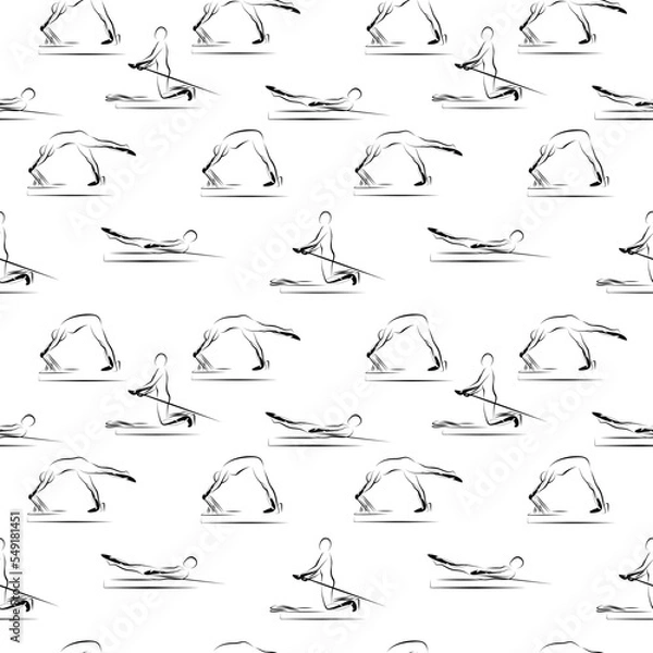 Obraz Pilates poses seamless vector pattern