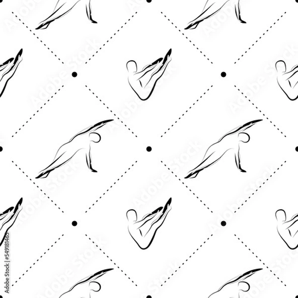 Obraz Pilates poses seamless vector pattern