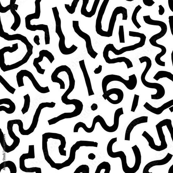 Fototapeta Abstract black and white vector seamless pattern with paper cut lines, shapes. Perfect for prints, backgrounds, wrapping paper, textile, linen, wallpaper, etc.